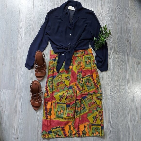 𝅺vintage MEXICAN CACTUS SOMBRERO FIESTA WRAP - Picture 2 of 13